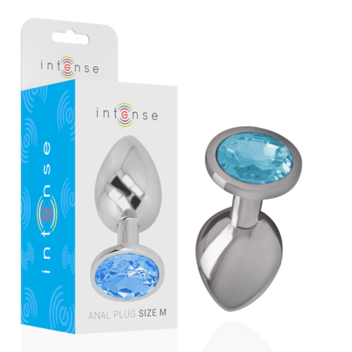 INTENSE - PLUG ANAL METAL CON CRISTAL AZUL TALLA M