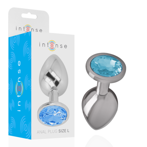 INTENSE - PLUG ANAL METAL CON CRISTAL AZUL TALLA L