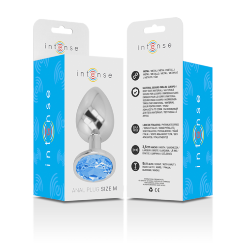 INTENSE - PLUG ANAL METAL CON CRISTAL AZUL TALLA M