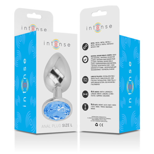 INTENSE - PLUG ANAL METAL CON CRISTAL AZUL TALLA L