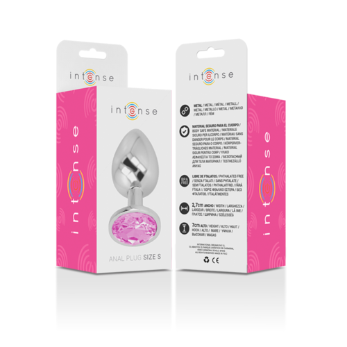 INTENSE - PLUG ANAL METAL CON CRISTAL ROSA TALLA S