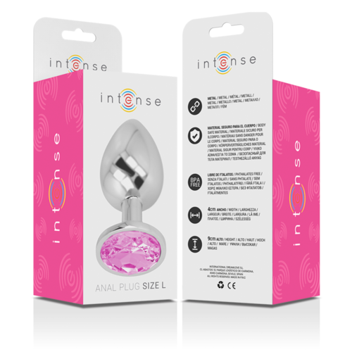 INTENSE - PLUG ANAL METAL CON CRISTAL ROSA TALLA L