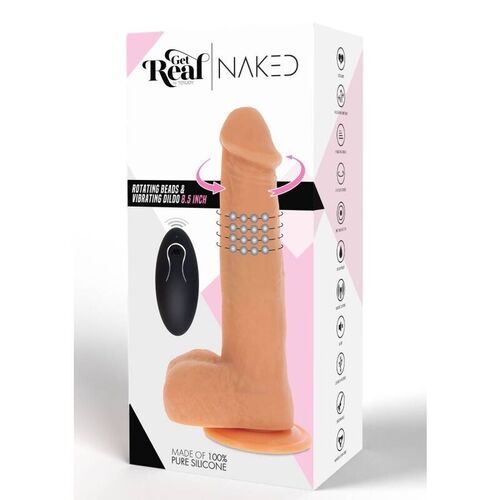 GET REAL - DILDO VIBRADOR CON BOLAS GIRATORIAS NATURAL